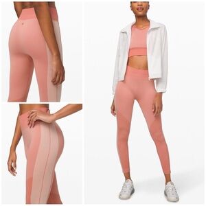 lululemon ebb to train clay pink leggings - size 6 like new
